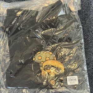 Black T-Shirt with Yellow Mushroom Design